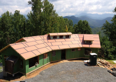 Mountain home built of SIPs during construction.