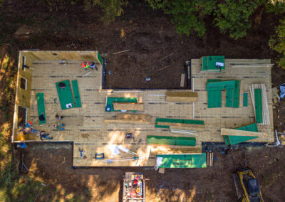 Drone view looking straight down on foundation of Eco-Panels job site.